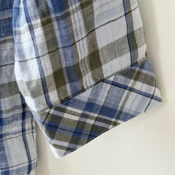 J. Jill Love Linen 100% Linen Blue Green Plaid Tunic Shirt - Picture 5 of 16